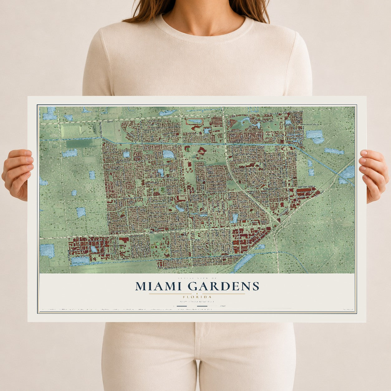 Miami Gardens, Florida map print, 12" x 18" Archival Matte Print mockup