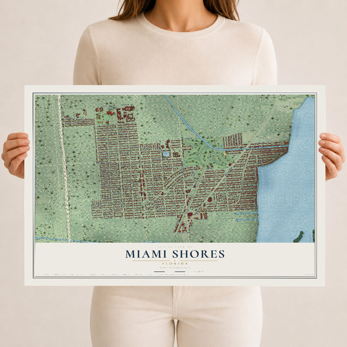 Miami Shores, Florida map print, 12" x 18" Archival Matte Print mockup