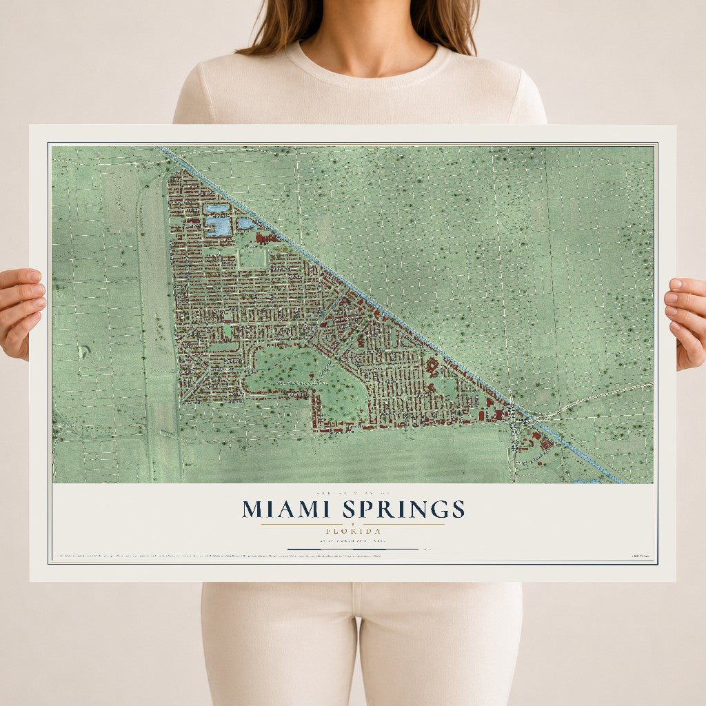 Miami Springs, Florida map print, 18" x 24" Archival Matte Print mockup