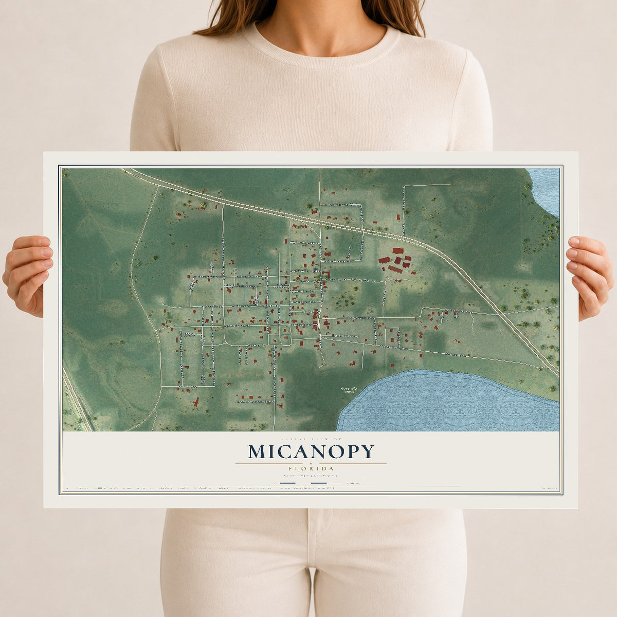 Micanopy, Florida map print, 12" x 18" Archival Matte Print mockup