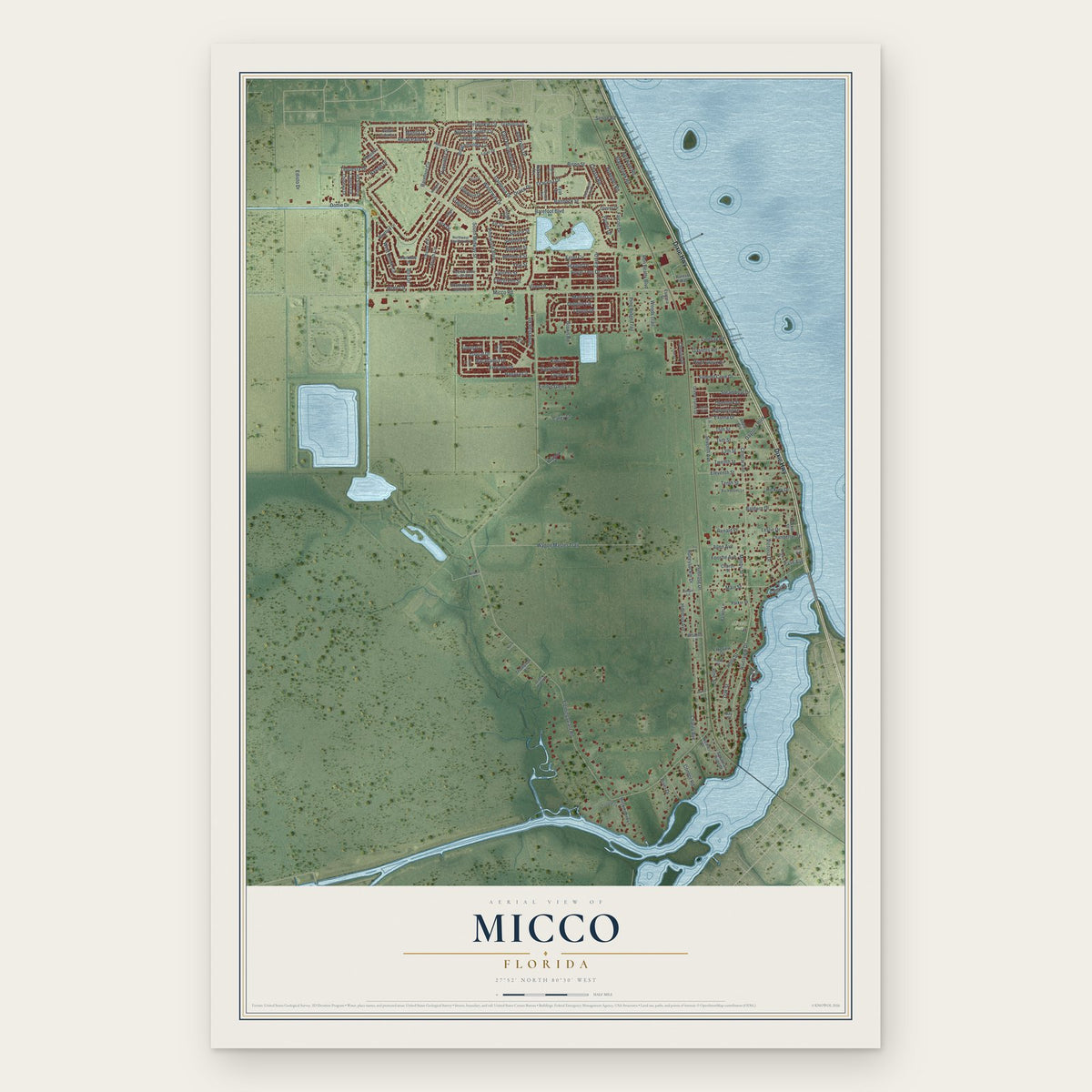 Micco, Florida map print, the full design