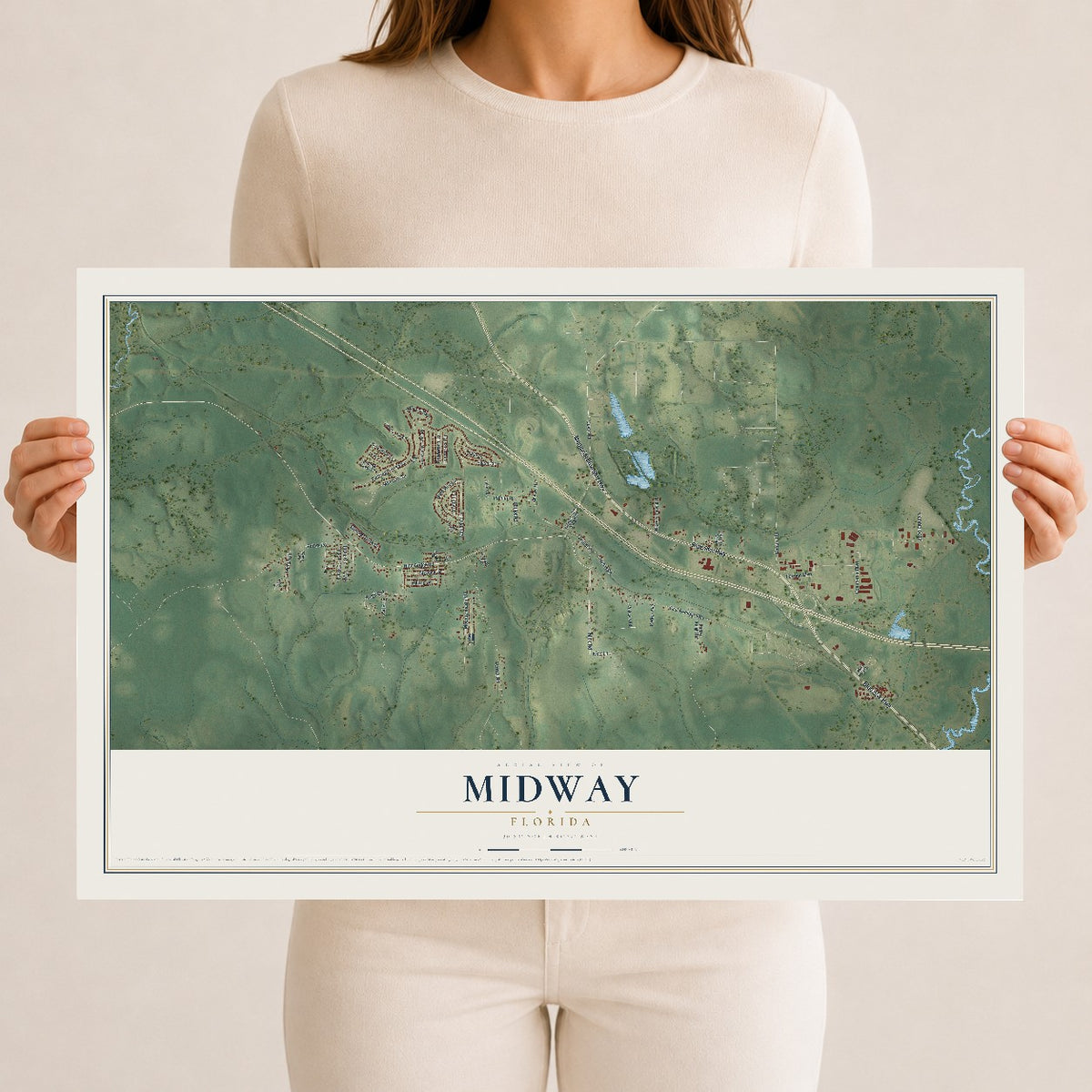 Midway, Florida map print, 12" x 18" Archival Matte Print mockup