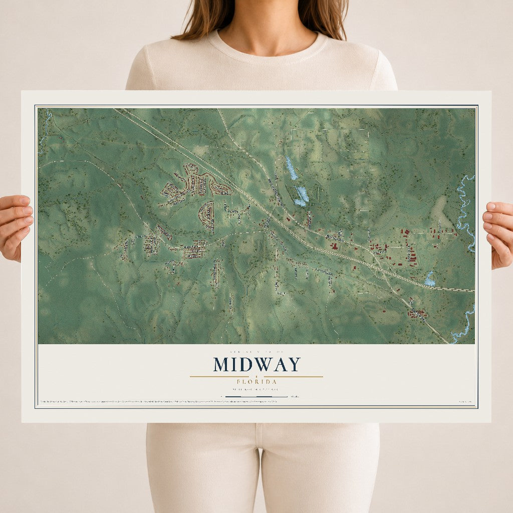 Midway, Florida map print, 18" x 24" Archival Matte Print mockup