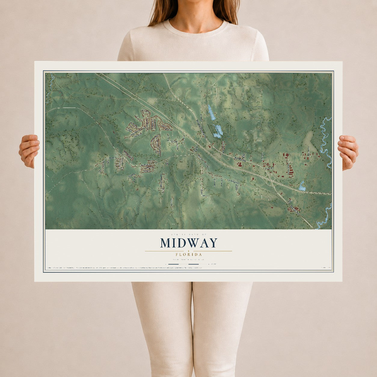 Midway, Florida map print, 24" x 36" Archival Matte Print mockup