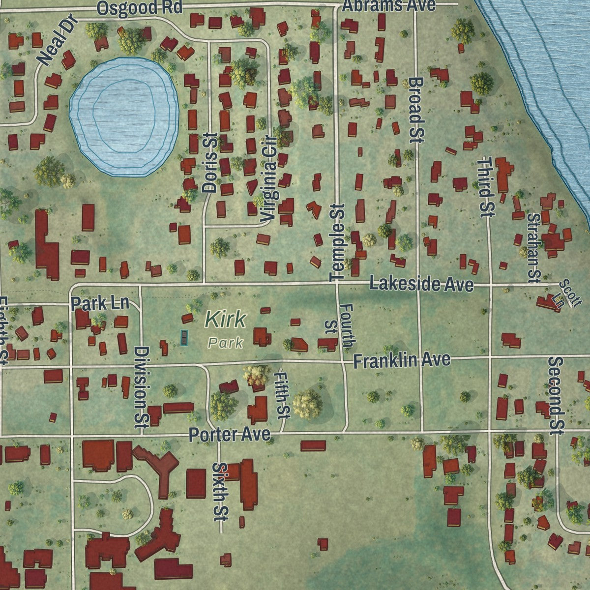 Close-up 1 of the Montverde, Florida map artwork