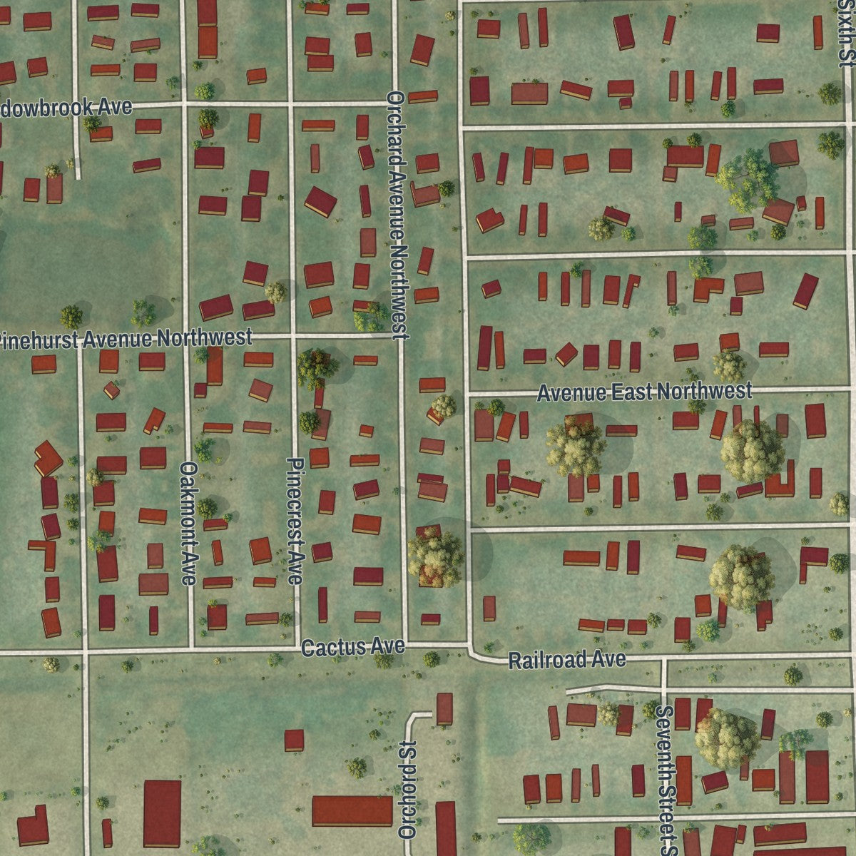 Close-up 2 of the Moore Haven, Florida map artwork