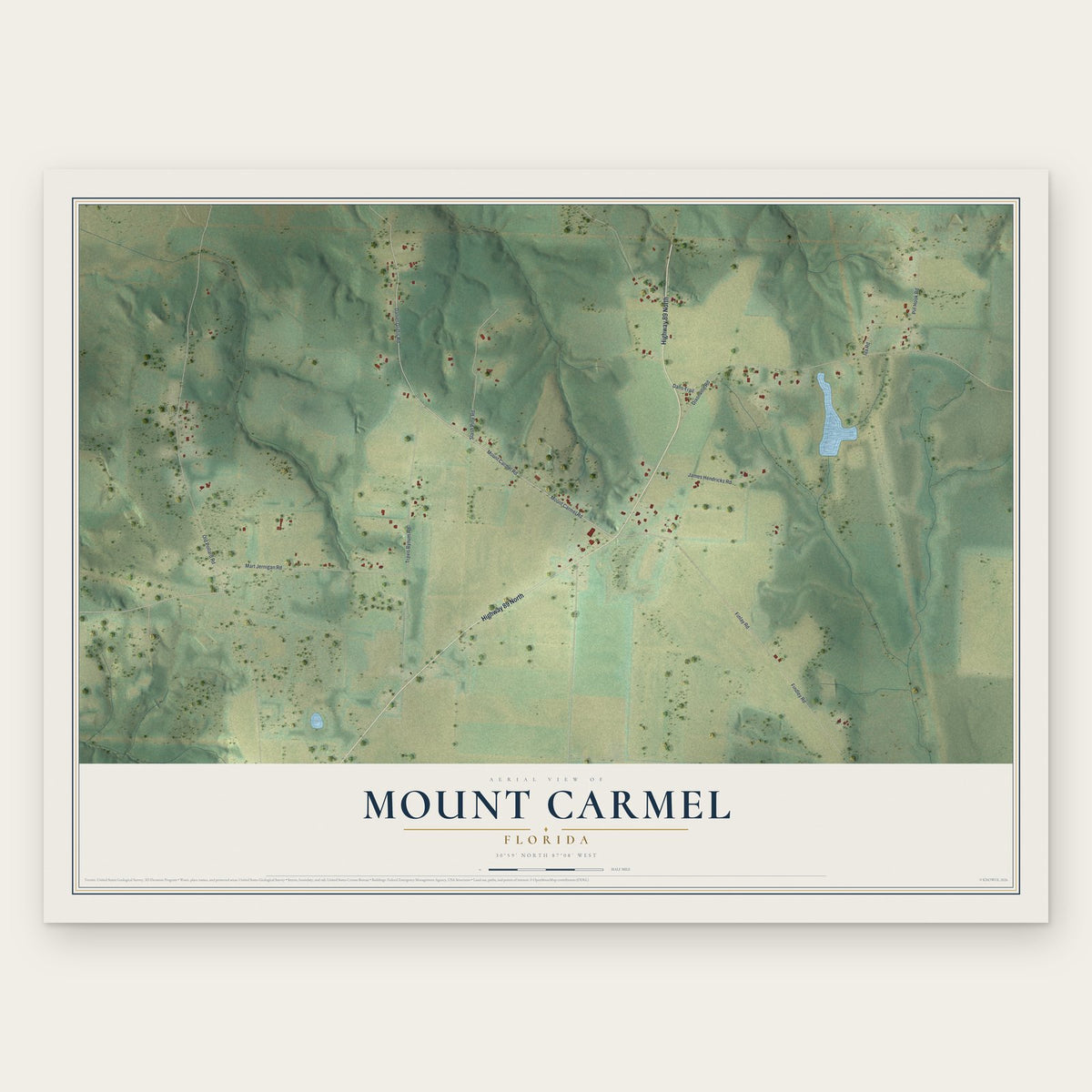 Mount Carmel, Florida map print, the full design