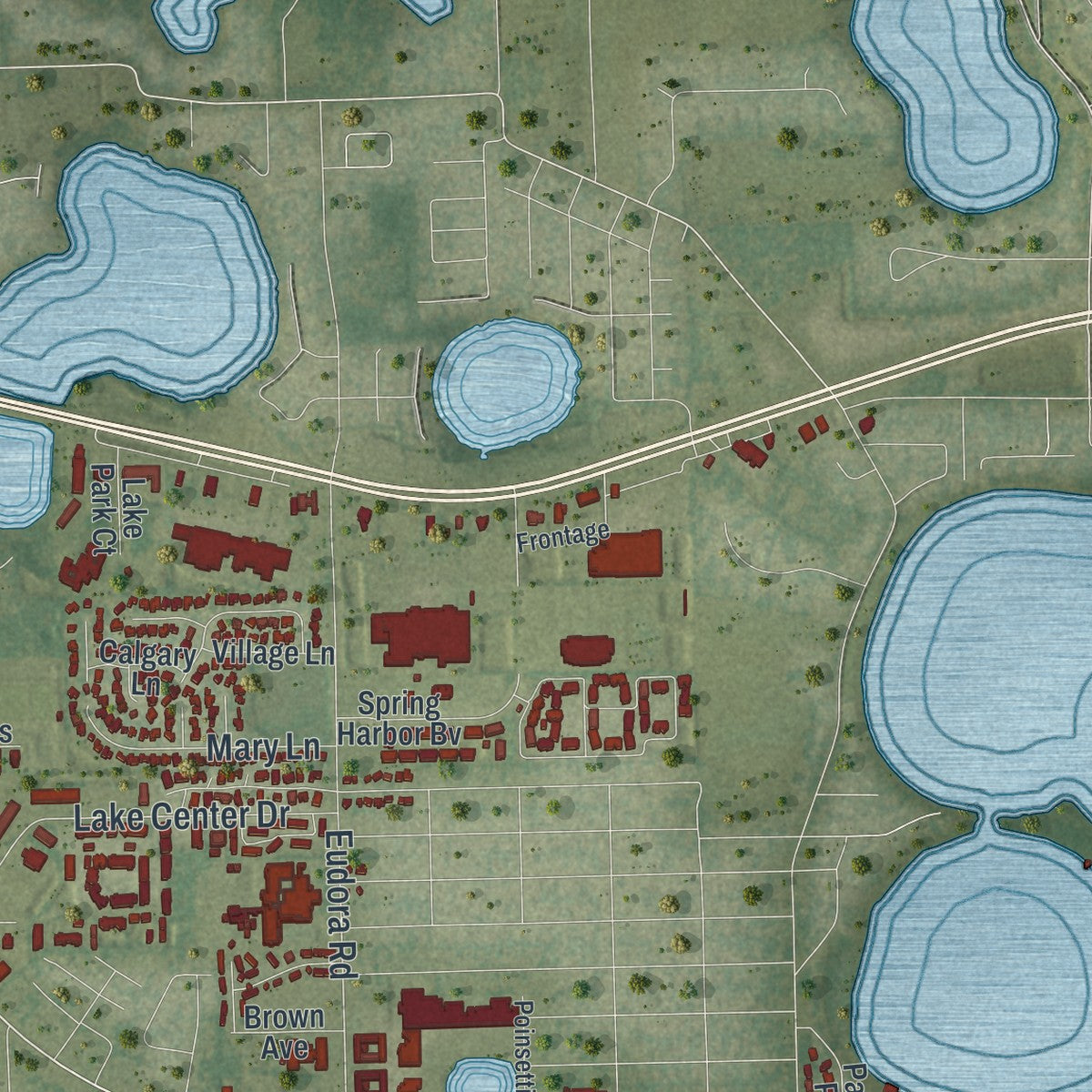 Close-up 2 of the Mount Dora, Florida map artwork