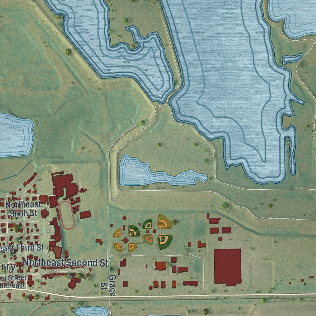 Close-up 2 of the Mulberry, Florida map artwork