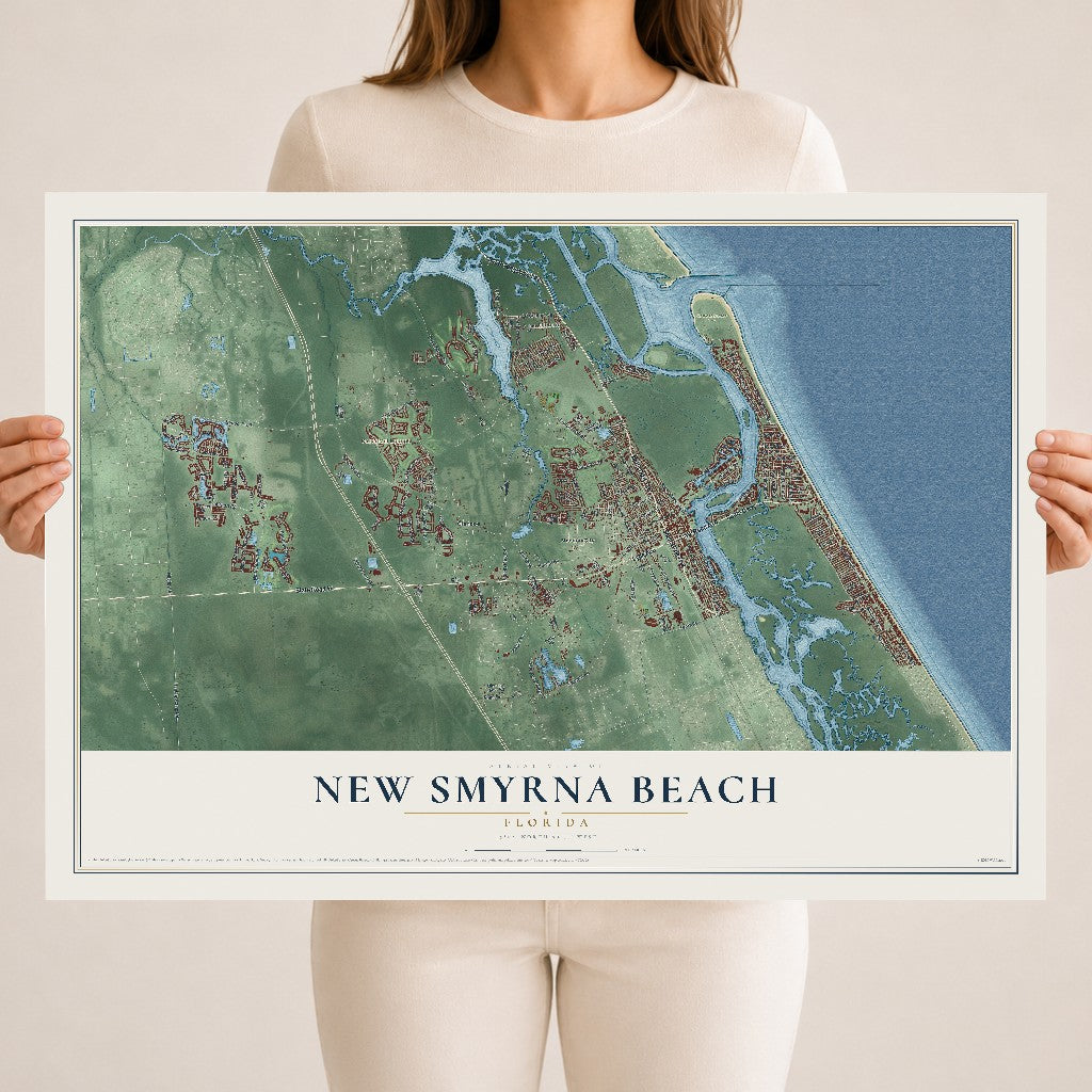 New Smyrna Beach, Florida map print, 18" x 24" Archival Matte Print mockup
