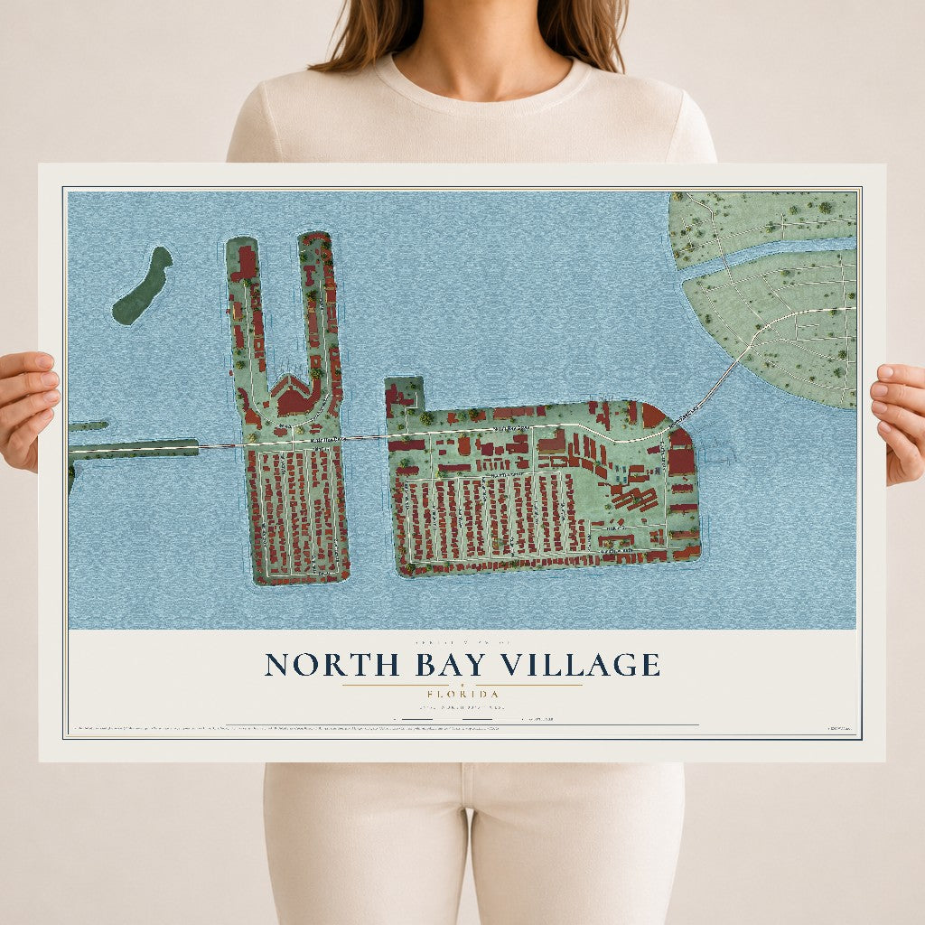 North Bay Village, Florida map print, 18" x 24" Archival Matte Print mockup