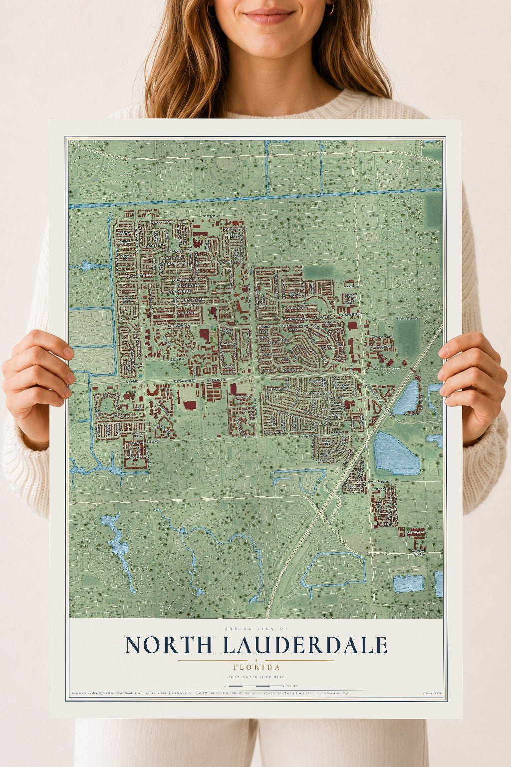 North Lauderdale, Florida map print, 18" x 24" Archival Matte Print mockup