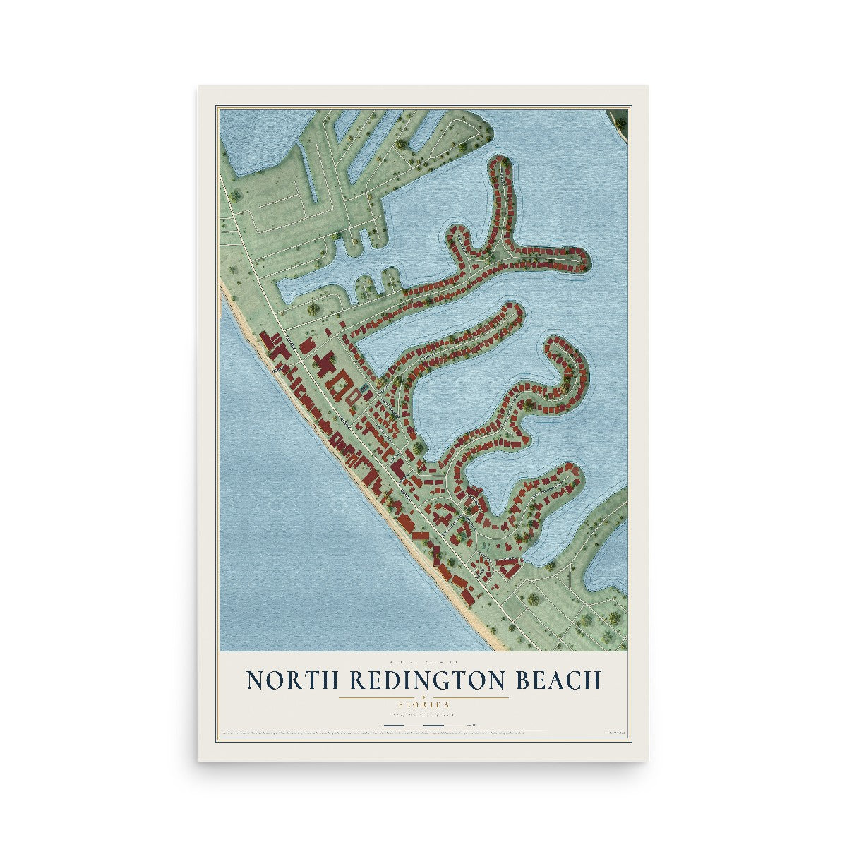 North Redington Beach, Florida map print, 12" x 18" Archival Matte Print mockup