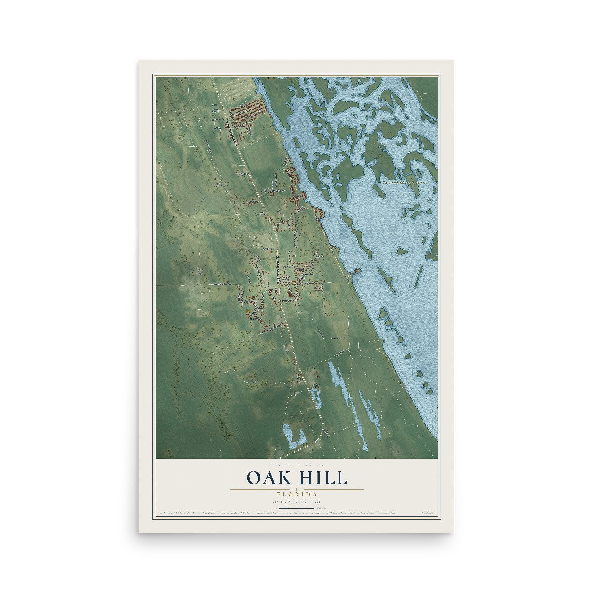 Oak Hill, Florida map print, 12" x 18" Archival Matte Print mockup