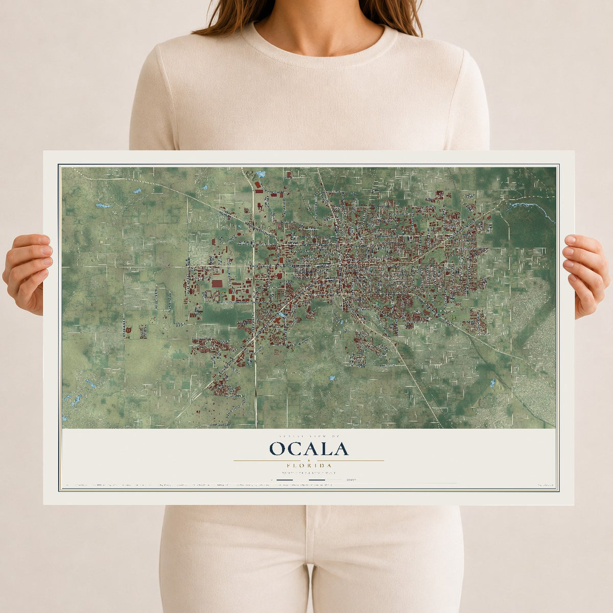 Ocala, Florida map print, 12" x 18" Archival Matte Print mockup