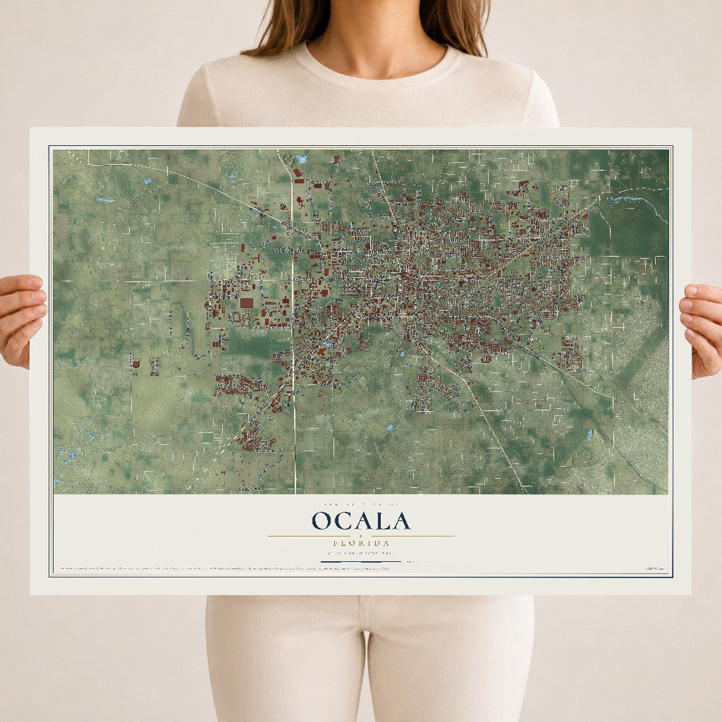 Ocala, Florida map print, 18" x 24" Archival Matte Print mockup