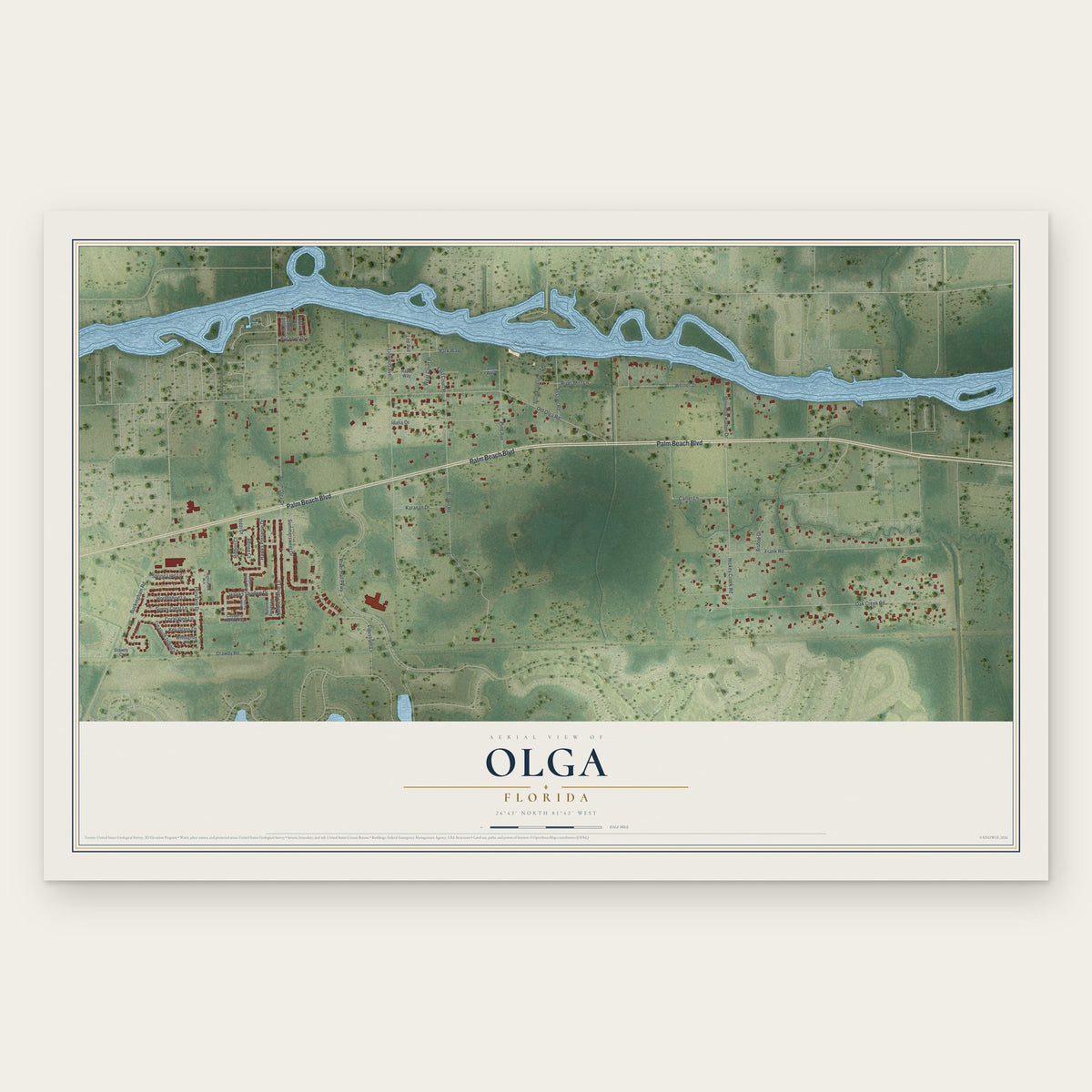 Olga, Florida map print, the full design