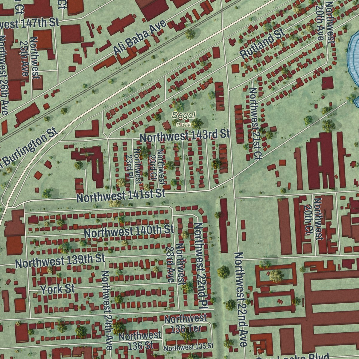 Close-up 2 of the Opa-locka, Florida map artwork