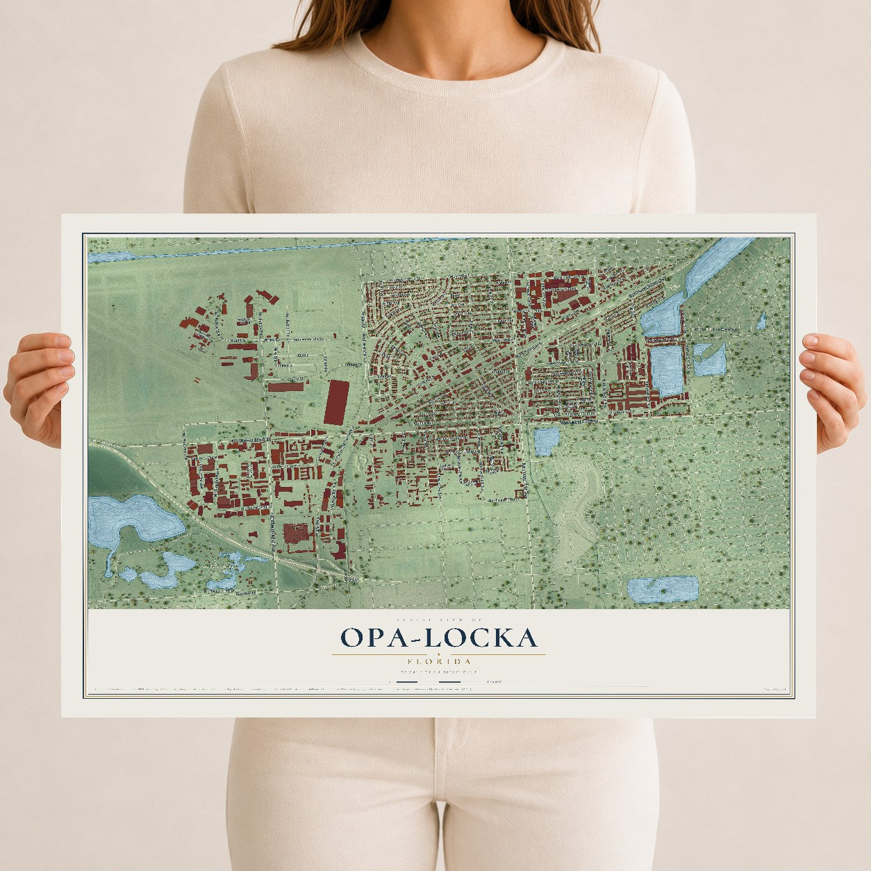 Opa-locka, Florida map print, 12" x 18" Archival Matte Print mockup