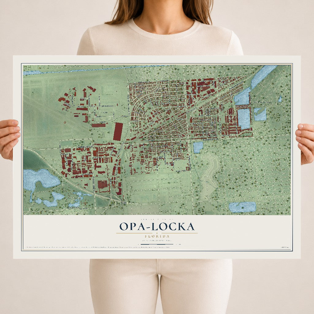 Opa-locka, Florida map print, 18" x 24" Archival Matte Print mockup