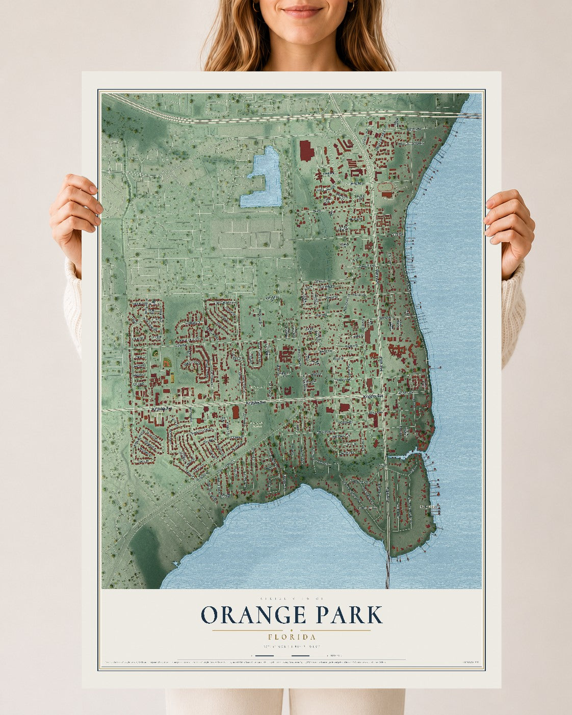Orange Park, Florida map print, 24" x 36" Archival Matte Print mockup