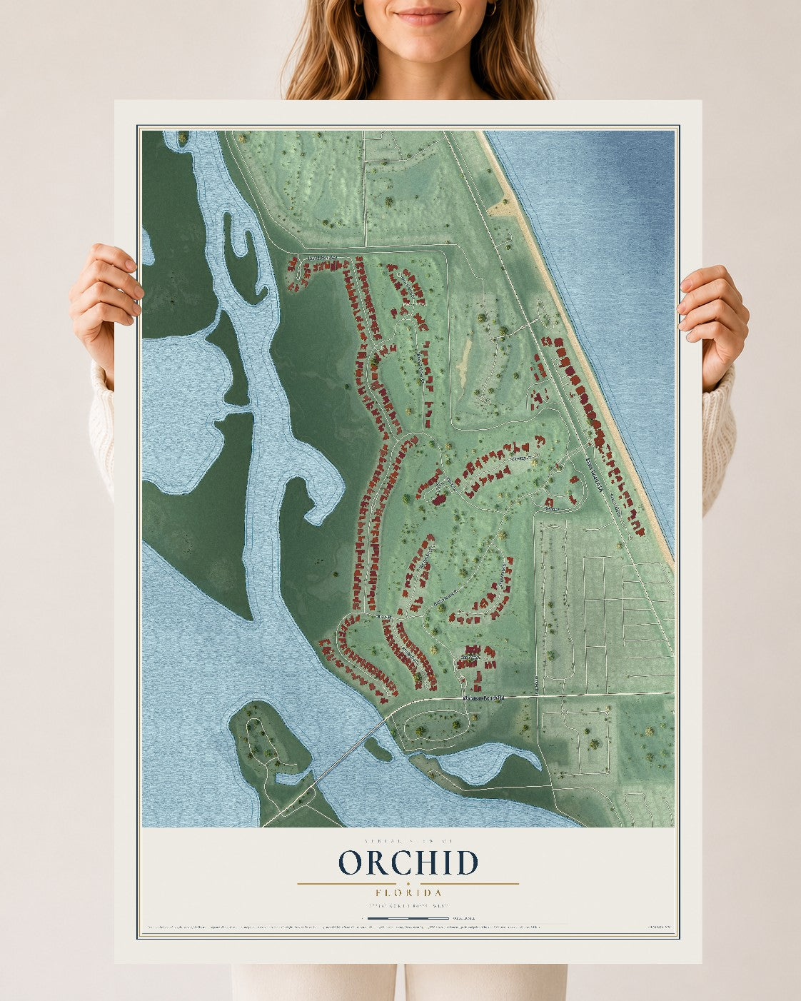 Orchid, Florida map print, 24" x 36" Archival Matte Print mockup