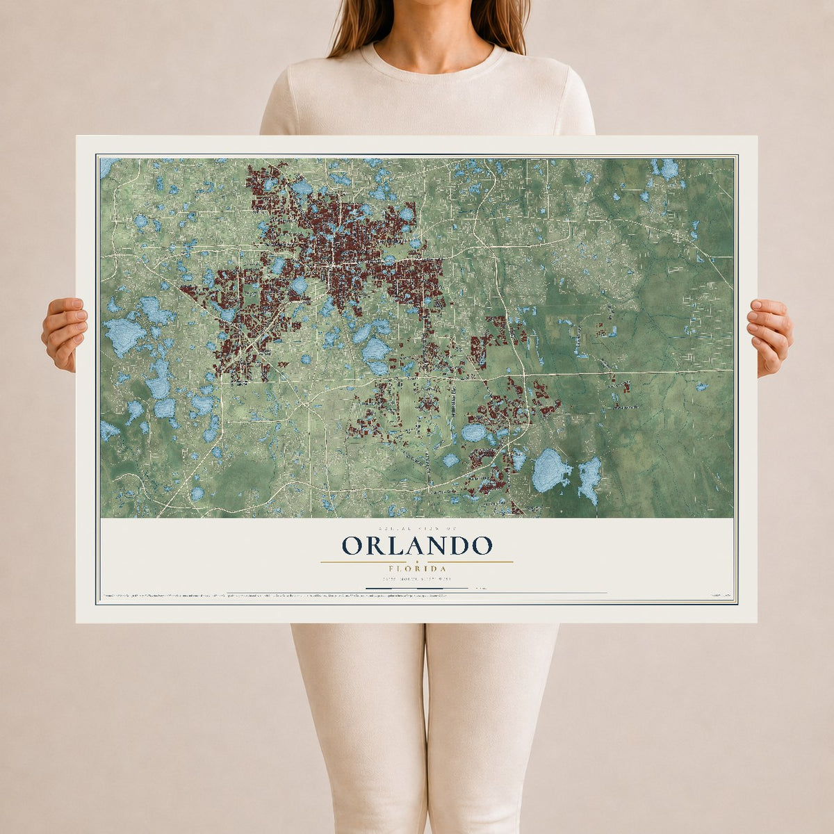 Orlando, Florida map print, 24" x 36" Archival Matte Print mockup