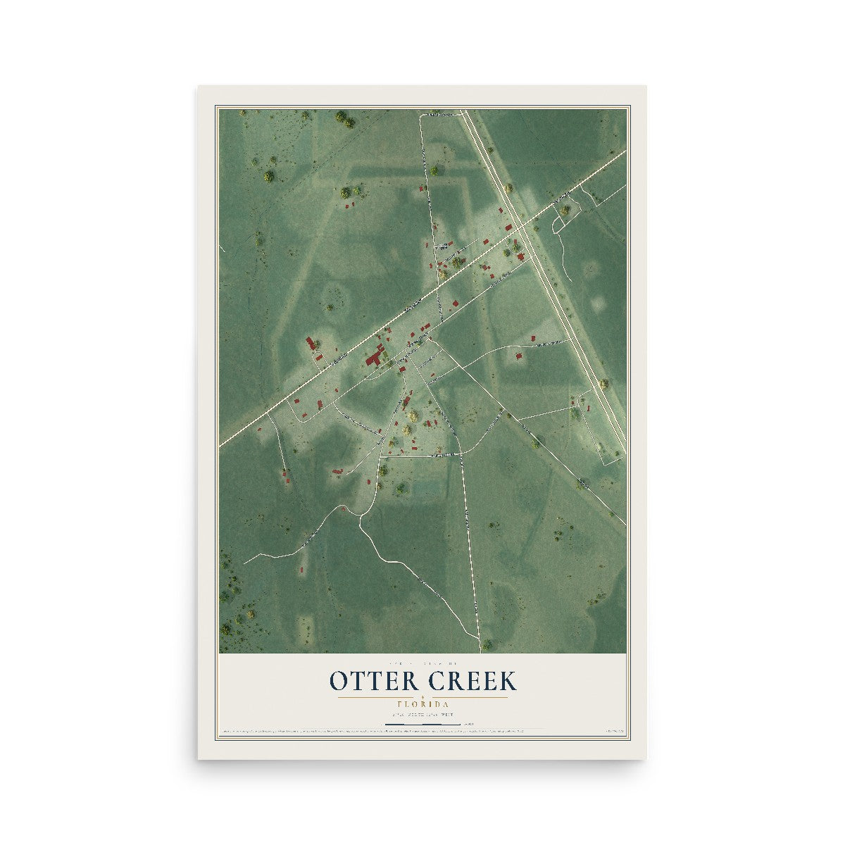 Otter Creek, Florida map print, 12" x 18" Archival Matte Print mockup