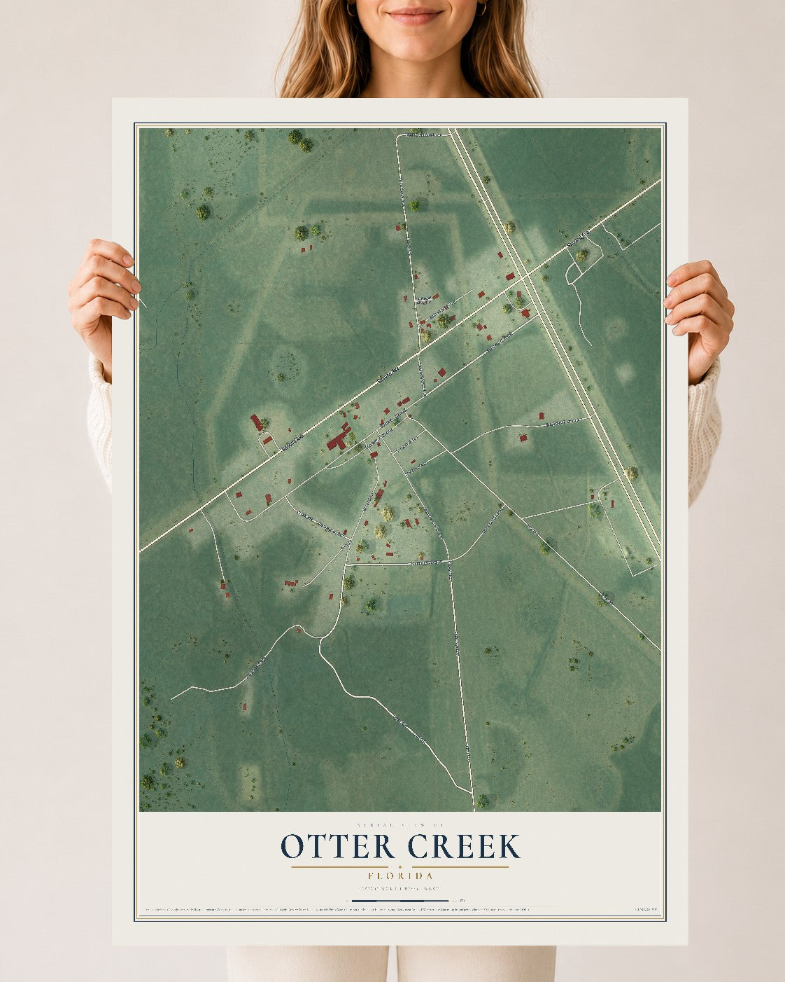 Otter Creek, Florida map print, 24" x 36" Archival Matte Print mockup