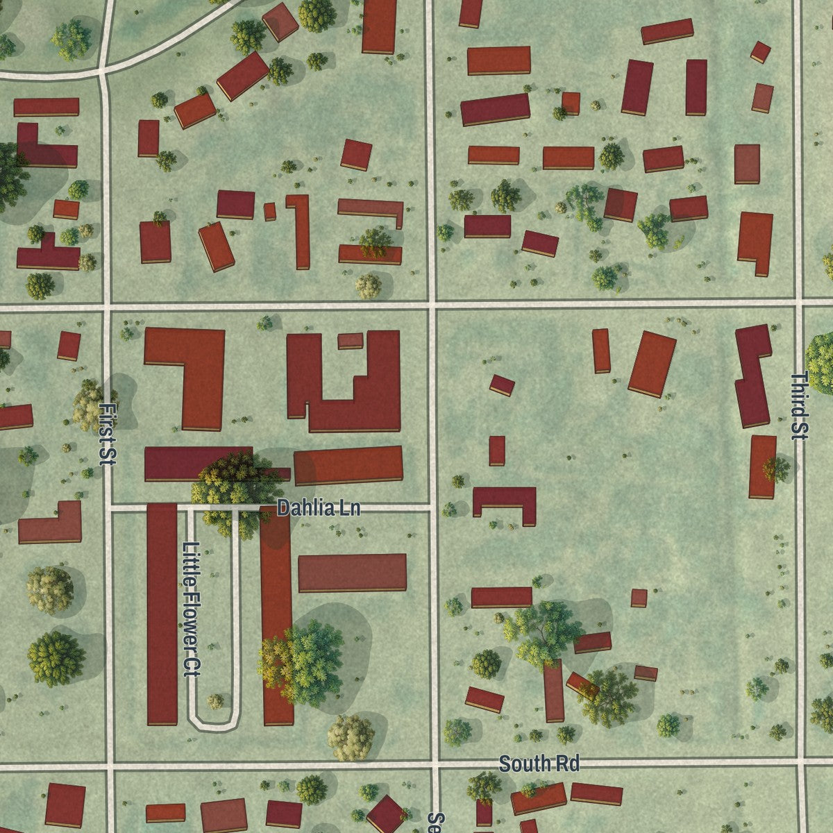 Close-up of the map of Page Park, Florida print showing street and building detail