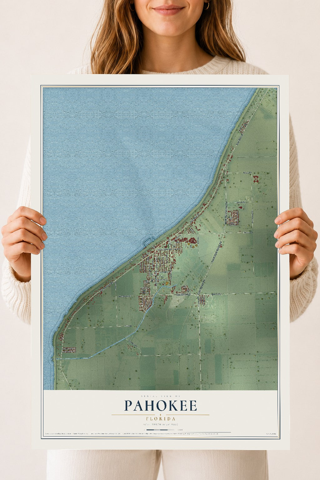 Pahokee, Florida map print, 18" x 24" Archival Matte Print mockup