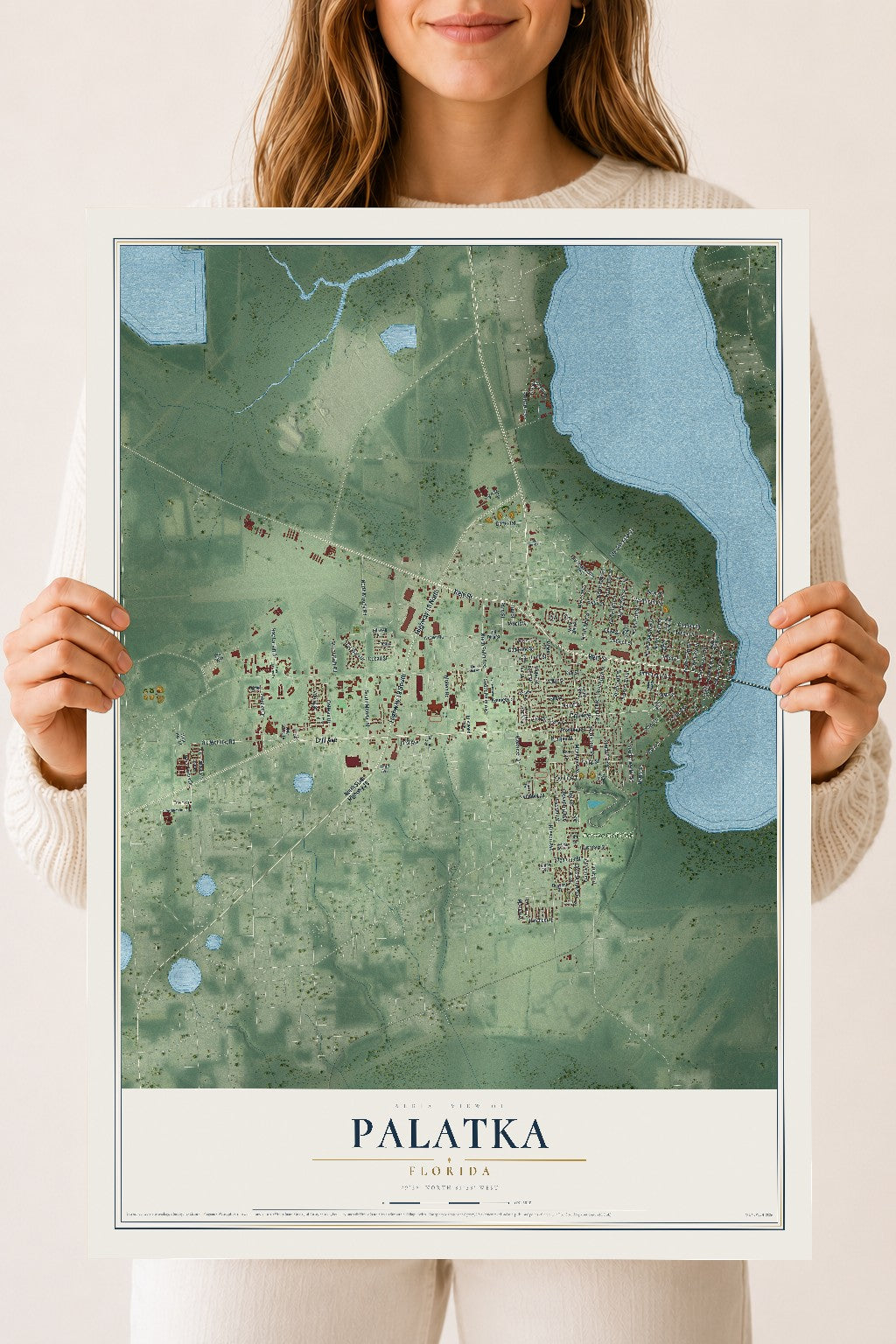 Palatka, Florida map print, 18" x 24" Archival Matte Print mockup