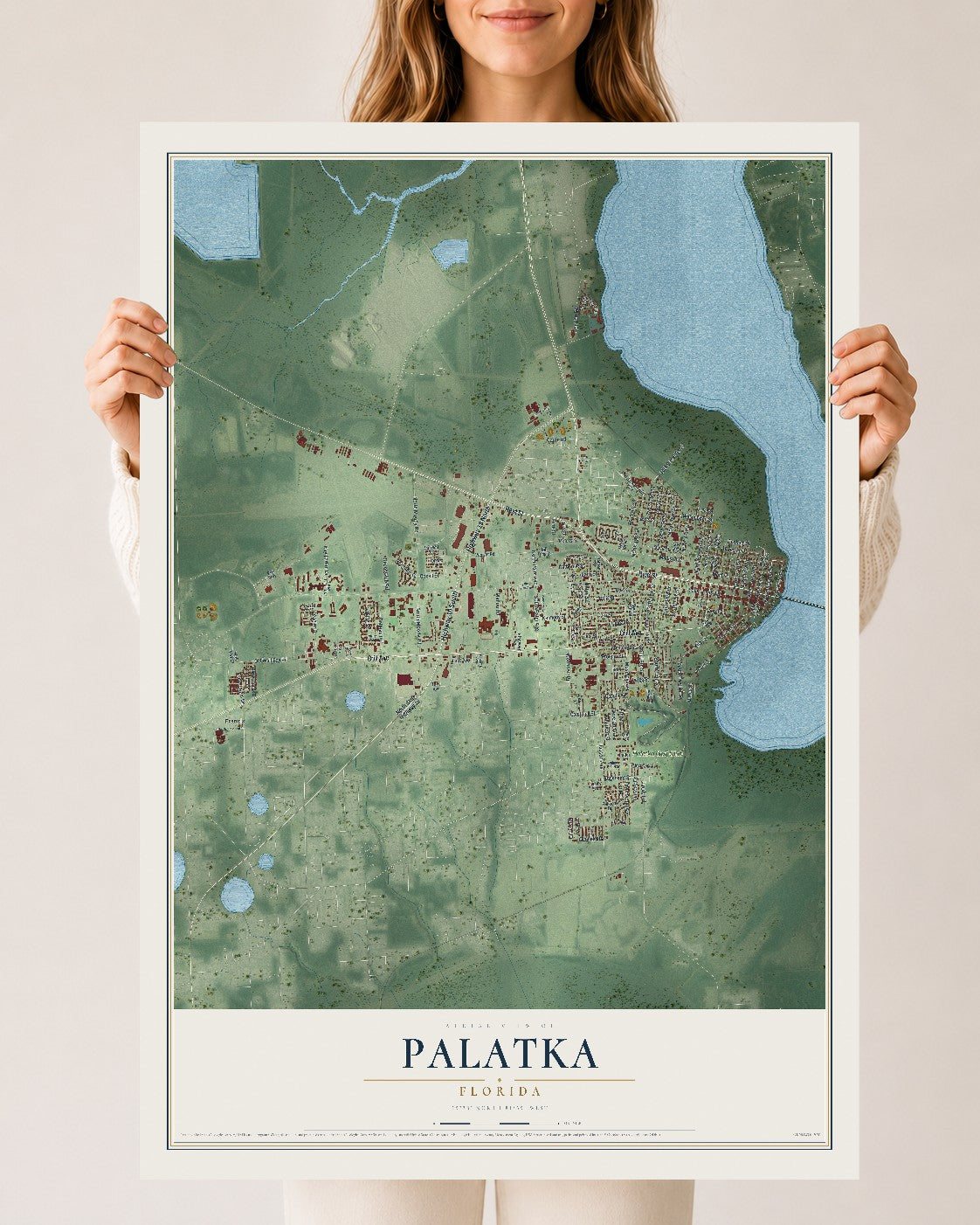 Palatka, Florida map print, 24" x 36" Archival Matte Print mockup