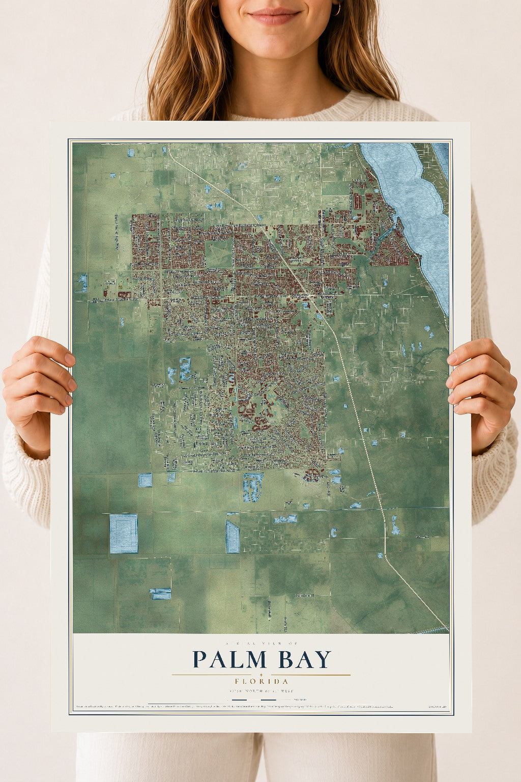 Palm Bay, Florida map print, 18" x 24" Archival Matte Print mockup