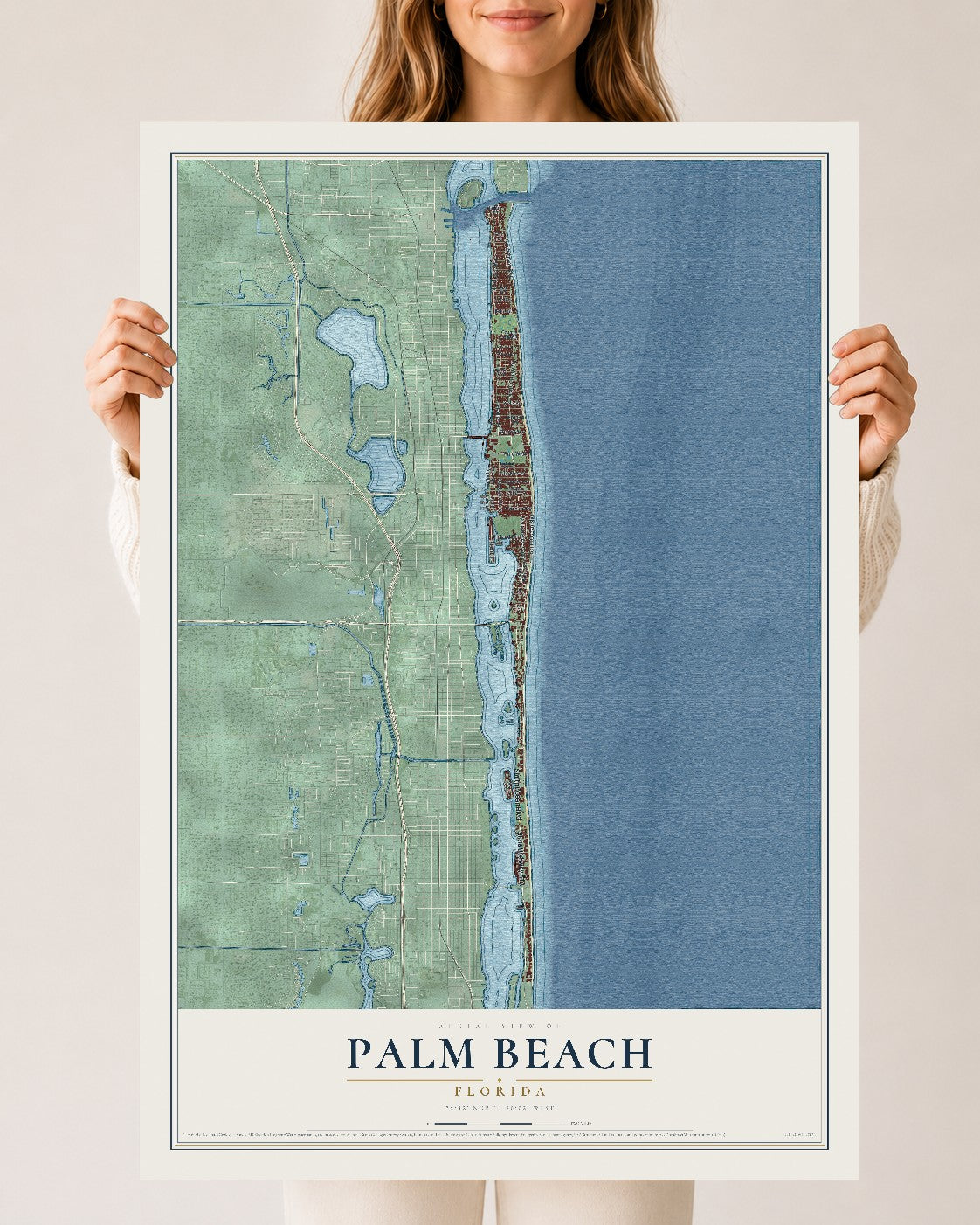 Palm Beach, Florida map print, 24" x 36" Archival Matte Print mockup