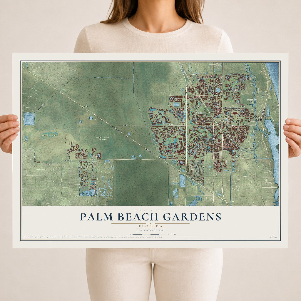 Palm Beach Gardens, Florida map print, 18" x 24" Archival Matte Print mockup