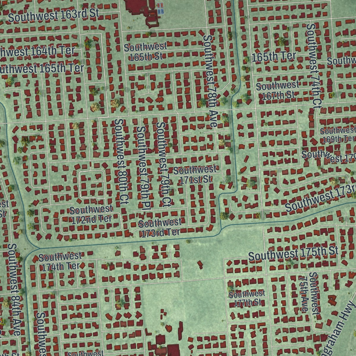 Close-up 1 of the Palmetto Bay, Florida map artwork