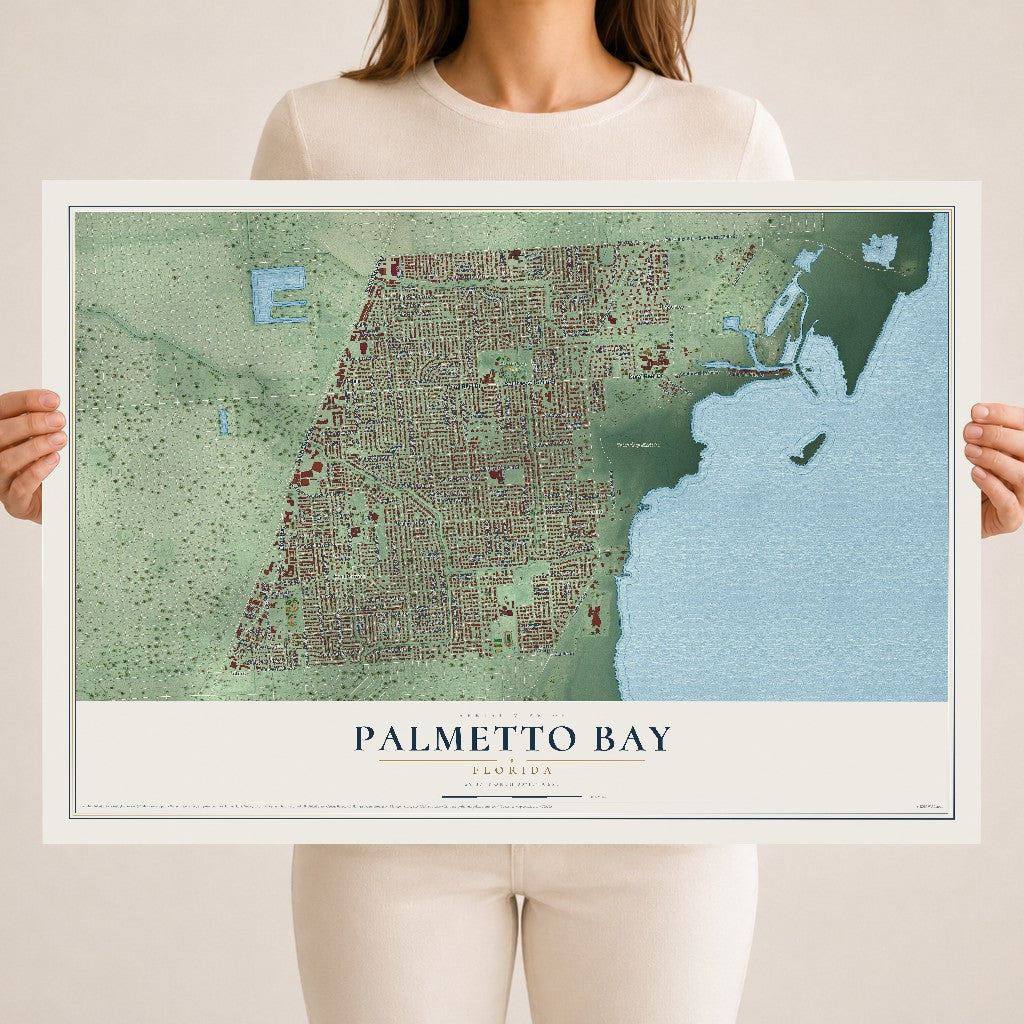 Palmetto Bay, Florida map print, 18" x 24" Archival Matte Print mockup