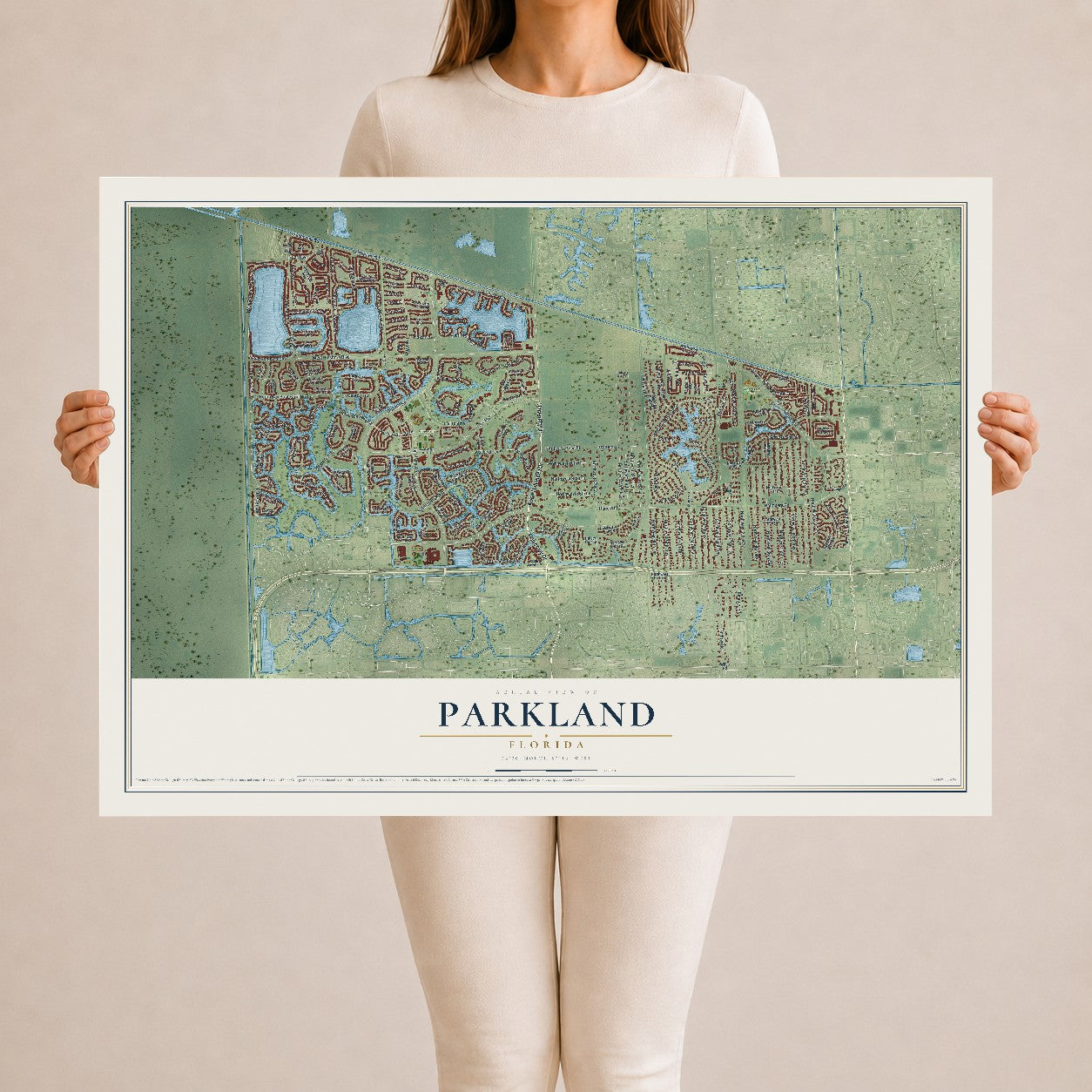 Parkland, Florida map print, 24" x 36" Archival Matte Print mockup