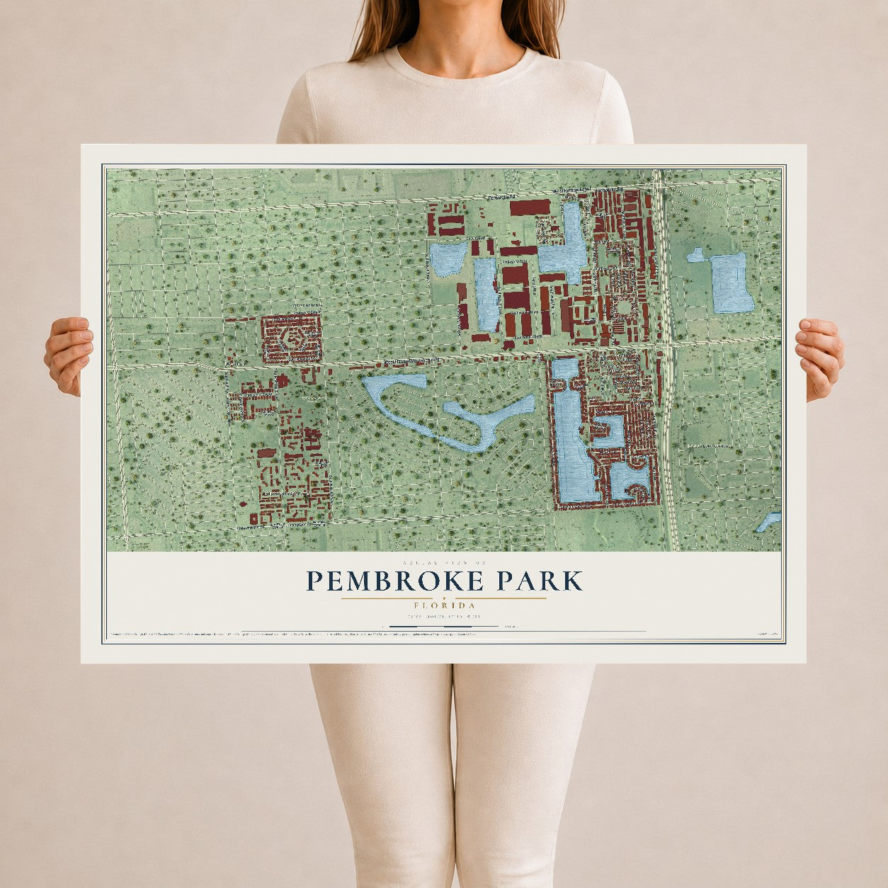 Pembroke Park, Florida map print, 24" x 36" Archival Matte Print mockup