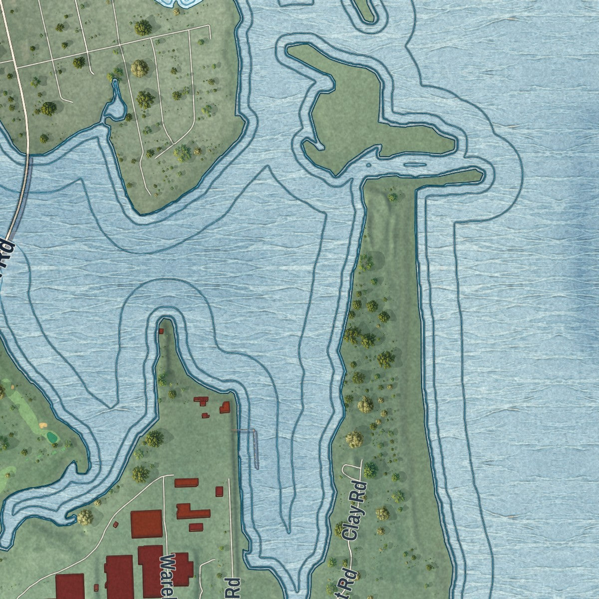 Close-up of the map of Pensacola Station, Florida print showing street and building detail