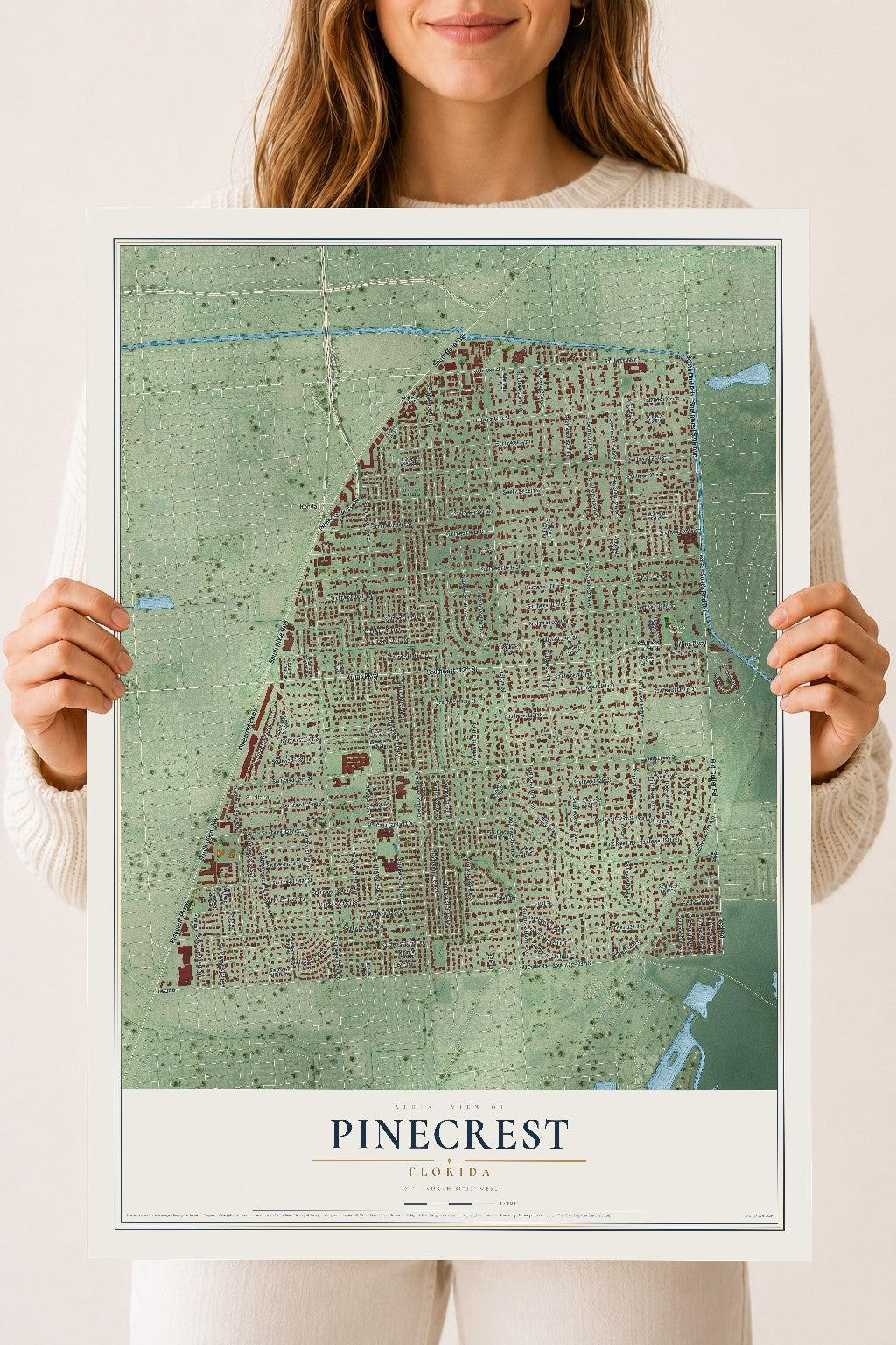 Pinecrest, Florida map print, 18" x 24" Archival Matte Print mockup