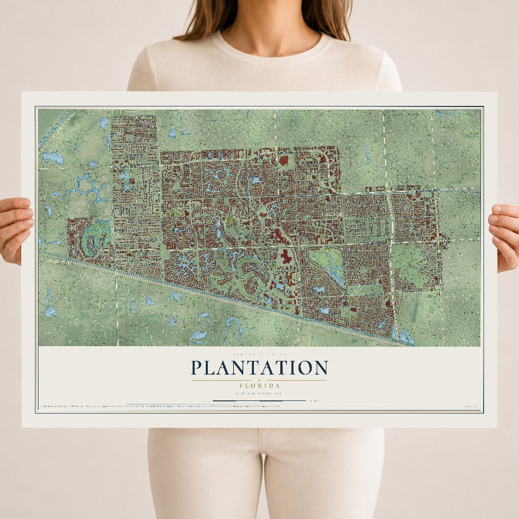 Plantation, Florida map print, 18" x 24" Archival Matte Print mockup