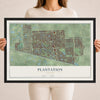 Plantation, Florida map print, 18" x 24" W/ Black Ayous Wood Frame mockup