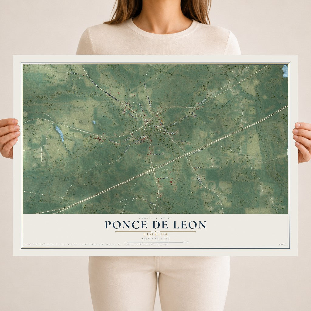 Ponce de Leon, Florida map print, 18" x 24" Archival Matte Print mockup