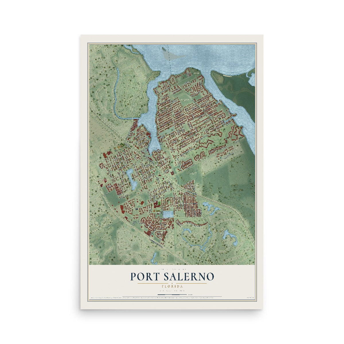 Port Salerno, Florida map print, 12" x 18" Archival Matte Print mockup