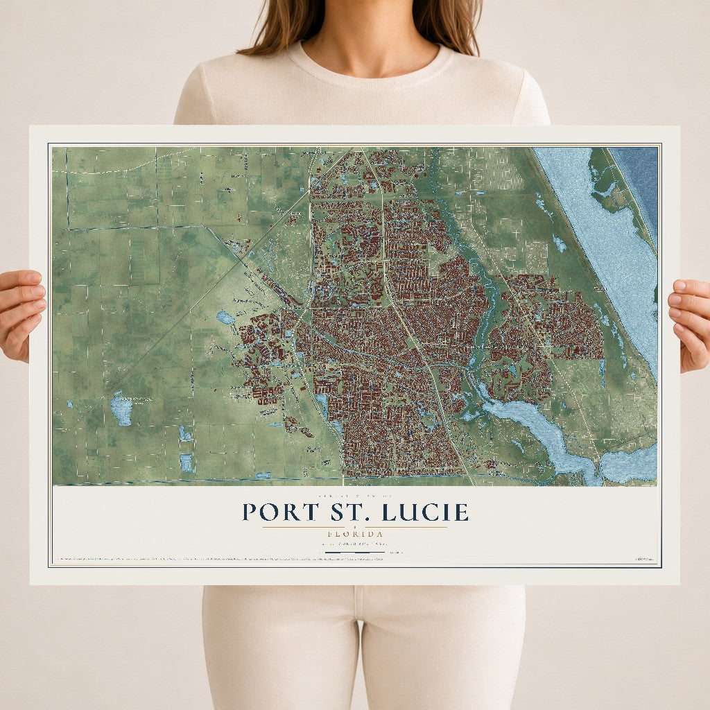 Port St. Lucie, Florida map print, 18" x 24" Archival Matte Print mockup