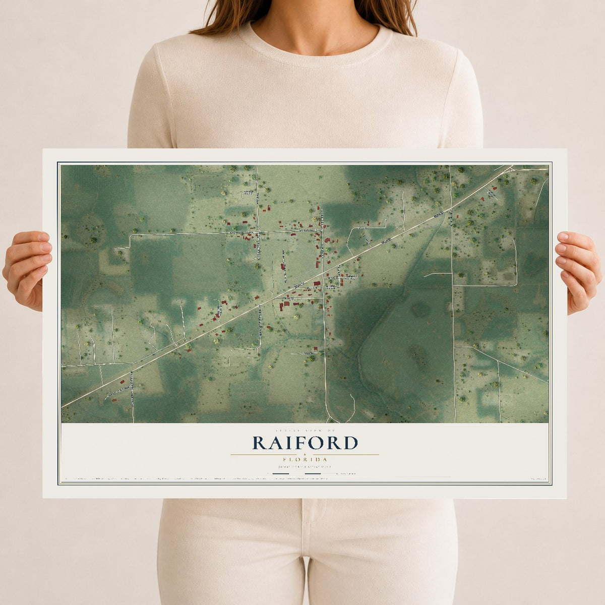 Raiford, Florida map print, 12" x 18" Archival Matte Print mockup