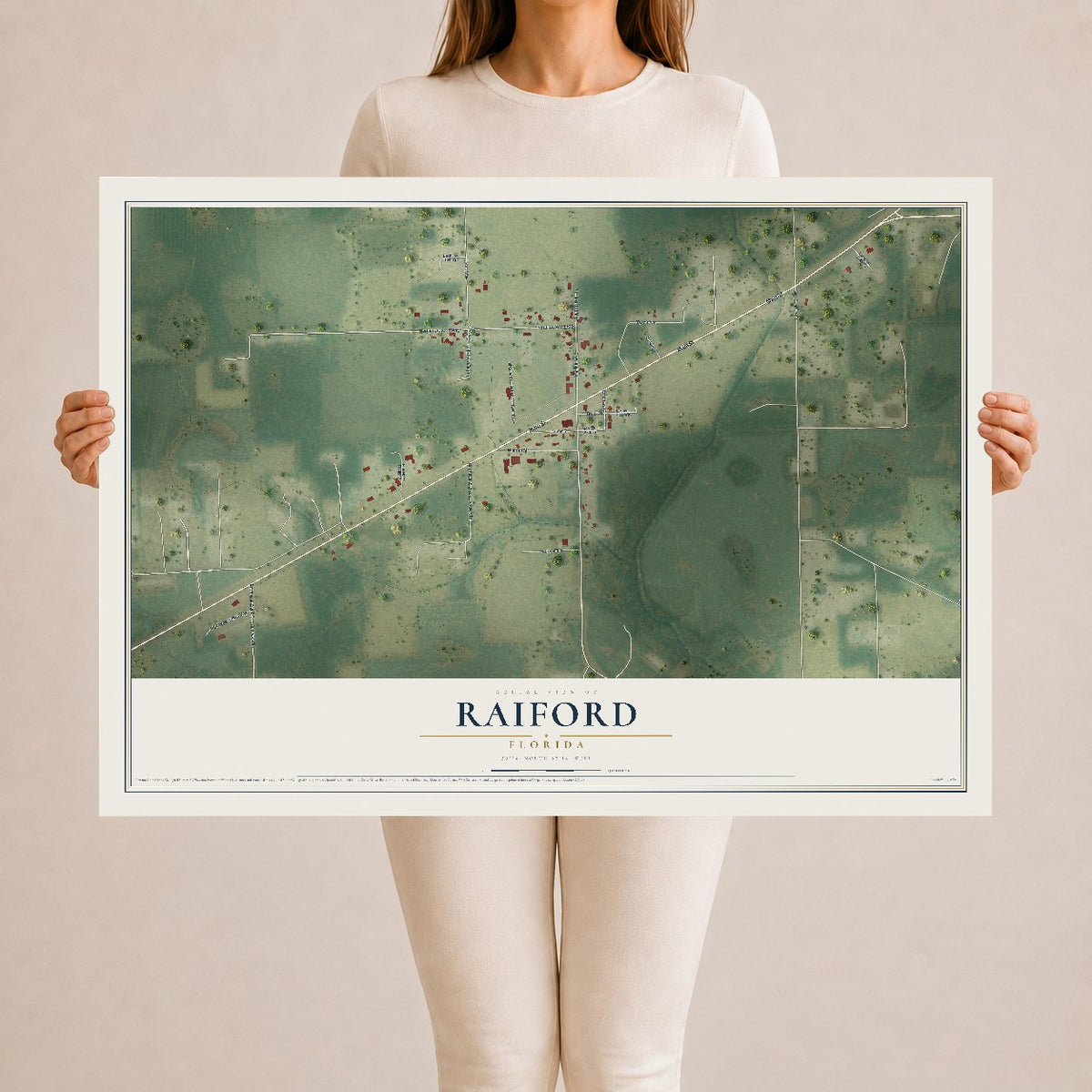 Raiford, Florida map print, 24" x 36" Archival Matte Print mockup