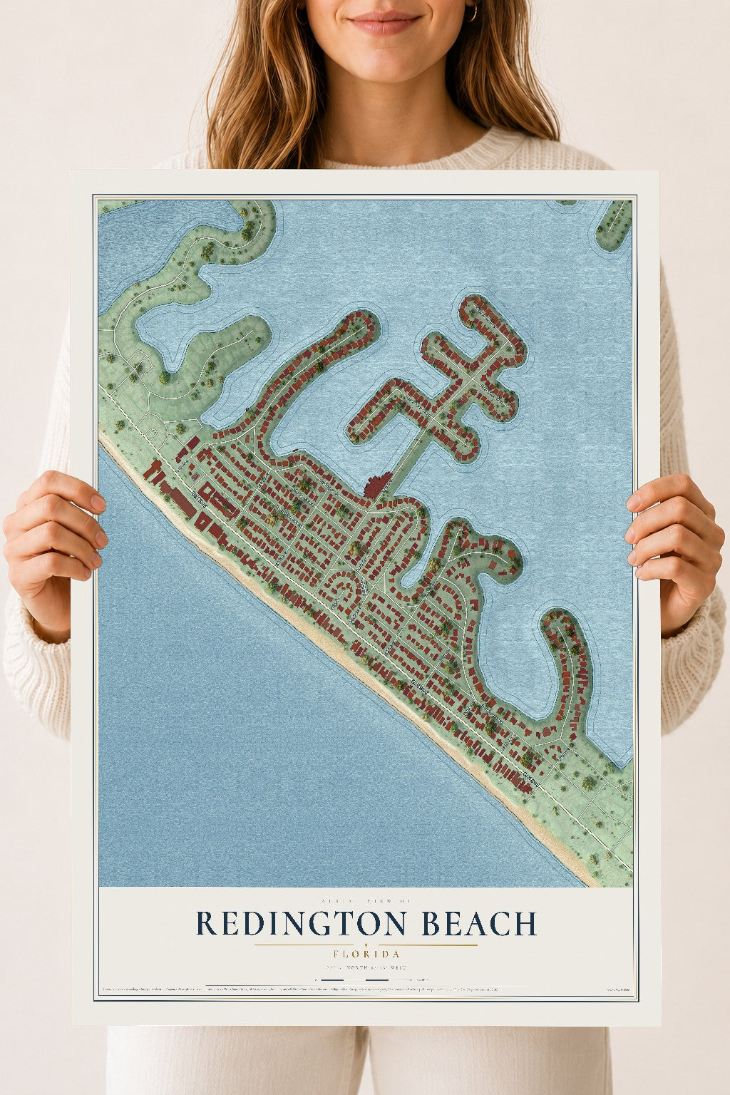 Redington Beach, Florida map print, 18" x 24" Archival Matte Print mockup